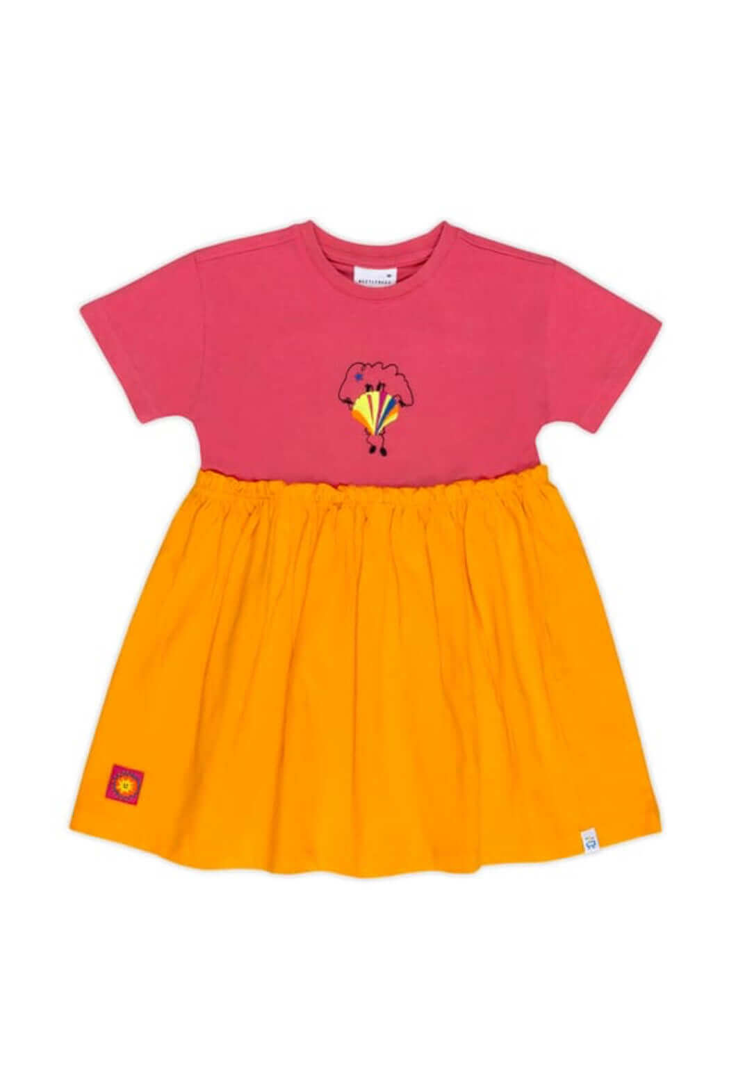 Hey J'oyster Frilled Dress_Pink & Orange - 990.00TL - | Elya Kids