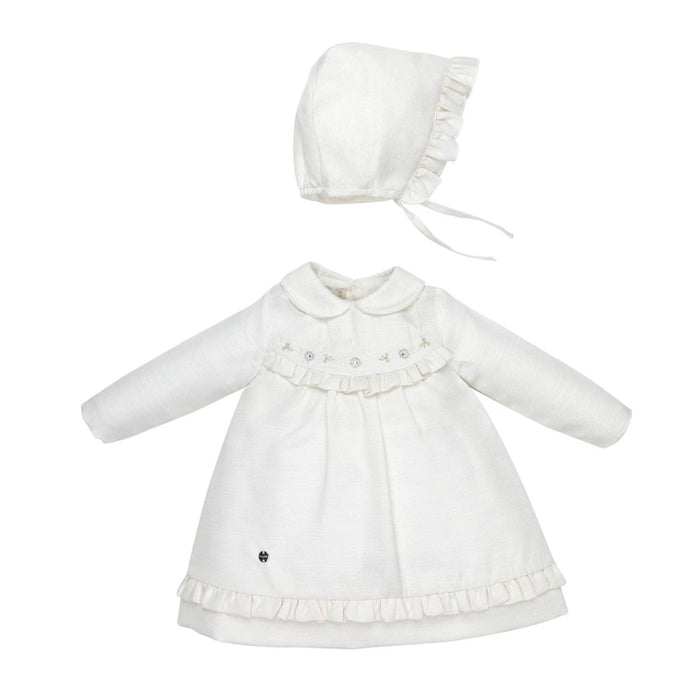 Babydola Yeni Doğan Kız Bebek Ekru Pamuklu Elbise & Şapka, 94.95TL - Yeni Doğan | Elya Kids